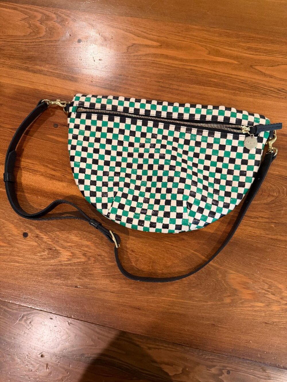 Clare V Grande Fanny - Green, Black & White